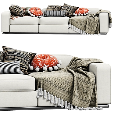 Elegant Beauty 3-Seater Sofa 3D model image 1 