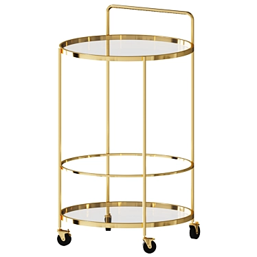 Paola Glass and Gold Metal Kitchen Trolley 3D model image 1 