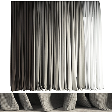 Maharam Mode Curtain: Seamless Fabric, 42 Colors 3D model image 1 