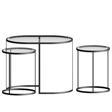 Erick Marble and Metal Side Tables (Set of 3) 3D model image 1 