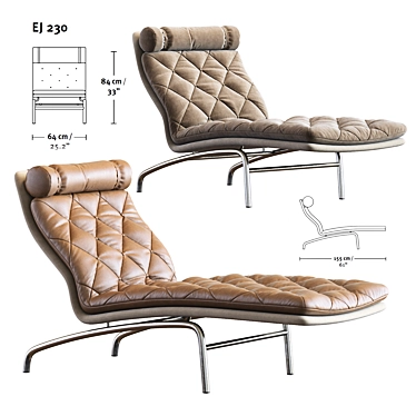 AV72 EJ230 Chaise Longue: Sleek Design & Superior Comfort 3D model image 1 