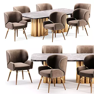 Modern Dining Set: Stylish and Functional 3D model image 1 
