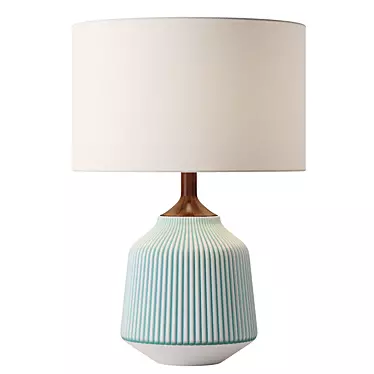 Turquoise Ripple Ceramic Table Lamp 3D model image 1 