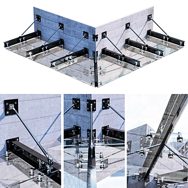 Sleek Corner Glass Canopy 3D model image 1 