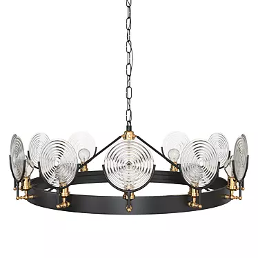 Gaslight Lens Chandelier 42: Vintage-inspired Illumination 3D model image 1 