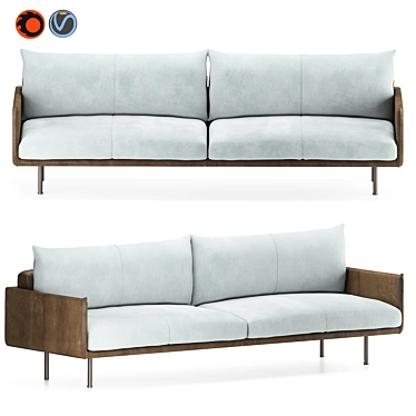 Sleek Jazz Leather Sofa 3D model image 1 