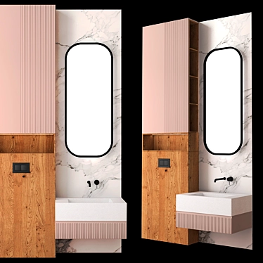 Complete Bathroom Set 17 - Sink, Faucet, Mirror, Cabinet, Lighting 3D model image 1 