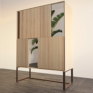 Modern Wooden Cupboard 3D model image 1 
