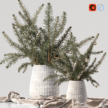 Christmas Tree Xmas Decorative Pine Bouquet Vases 3D model image 1 