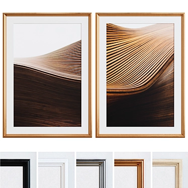Modern Abstract Wooden Frame Set 3D model image 1 