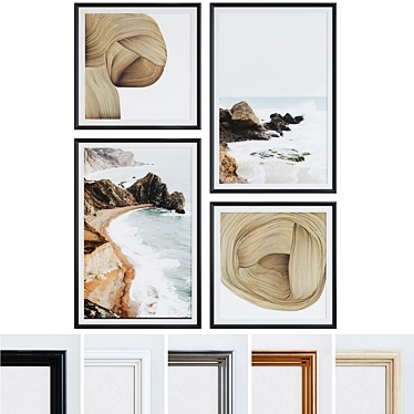 Modern Framed Art Set, Abstract Landscapes & Designs 3D model image 1 