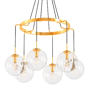 Industrial Brass Chandelier: Languedoc 3D model image 1 