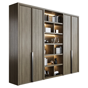 Sleek Lit Cupboard with Shelves 3D model image 1 