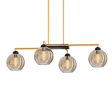 Brass Linear Pendant with Clear Glass Shade 3D model image 1 