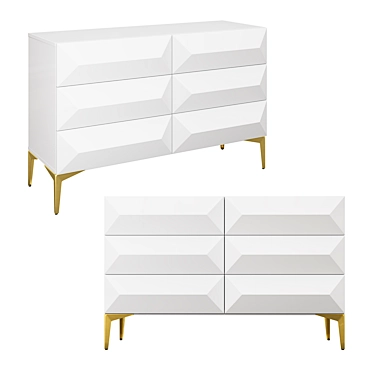 Sierra White Lacquered Chest of Drawers 3D model image 1 