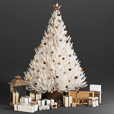 2022 New Year Christmas Tree: White, 200cm Height, 3Ds Max, Corona Render, FBX 3D model image 1 
