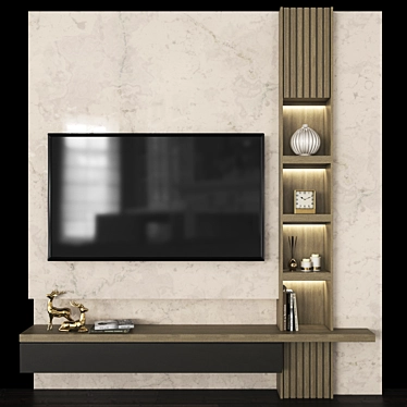 Sleek TV Wall Set - 65 inch 3D model image 1 