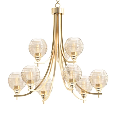 Paramount 9-Light Chandelier: Matte Black & Brass 3D model image 1 