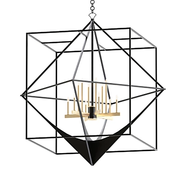 Roxton 12-Light Matte Black and Harvest Brass Chandelier 3D model image 1 