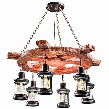 Vintage Boat Style Loft Chandelier 3D model image 1 