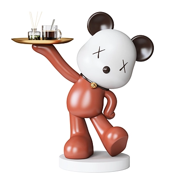 Elegant Bear Sculpture Tray 3D model image 1 