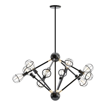 Rana Pivot Chandelier: Black LED Elegance 3D model image 1 