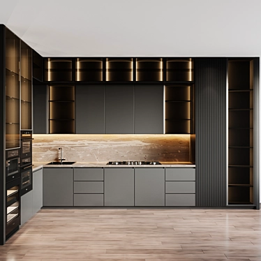 Modern Kitchen Set with High-End Appliances 3D model image 1 