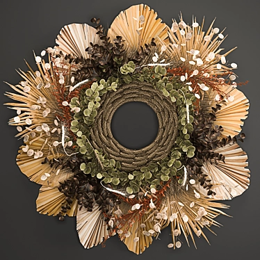 Organic Wheat Decor Wreath 3D model image 1 