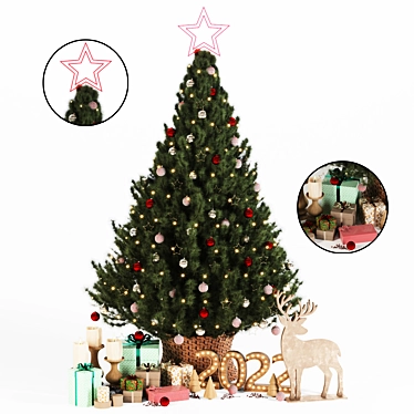 Festive Green Christmas Tree | 200Cm Height 3D model image 1 
