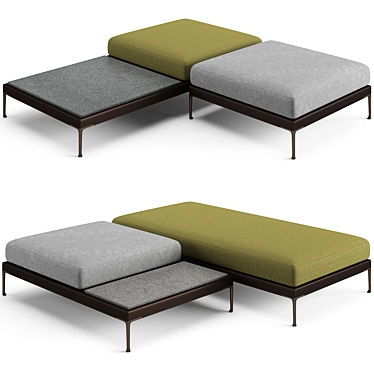 Minotti Patio Bench Set: Elegant Outdoor Seating 3D model image 1 