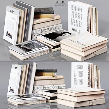 Elegant Book Stack Set 3D model image 1 