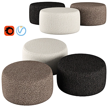 BOUCLE Spool Ottoman | Kardiel | Stylish Fabric Seating 3D model image 1 