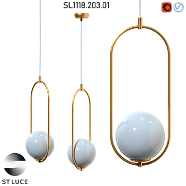 Modern Pendant Light with Glass Shade 3D model image 1 