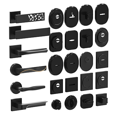 Premium Door Hardware Kit: Handles & Reinforcement 3D model image 1 