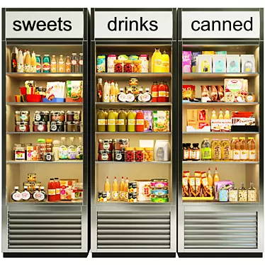Supermarket Showcase Bundle: Products, Food, Lemonade, Snacks, Chocolate 3D model image 1 