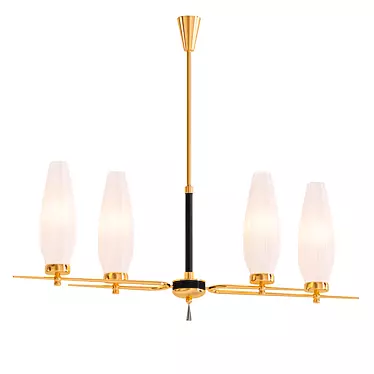 French Modernist Linear Chandelier 3D model image 1 