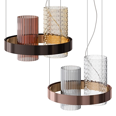 Vistosi Armonia SP | Hanging Lamp - Elegant Circles & Glass Cylinders 3D model image 1 