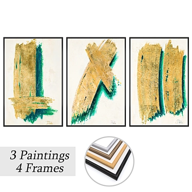 3-Piece Art Set with Multiple Frame Options 3D model image 1 
