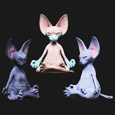 Whimsical Sphinx Cat Figurines 3D model image 1 