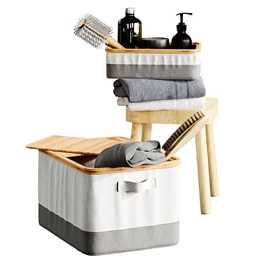 Ikea RABBLA Box & FLISAT Stool: Stylish Bathroom Decor 3D model image 1 