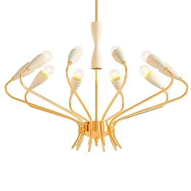 Elegant Italian Brass Chandelier 3D model image 1 