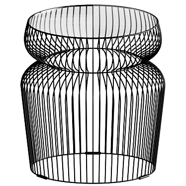 Graphite Metal Glass Spokes End Table 3D model image 1 