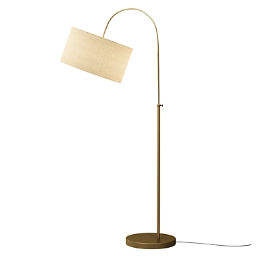 Compact Brushed Nickel Arc Floor Lamp 3D model image 1 