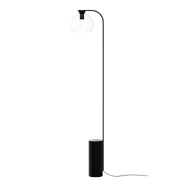 Black Floor Lamp with Clear Round Shade 3D model image 1 