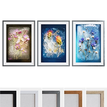 Modern Ice Frame Set - 3 Frames in 5 Colors 3D model image 1 