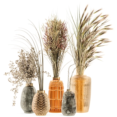 Elegant Dry Plants Bouquet Set 3D model image 1 