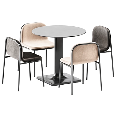 Elegant Plinto Table & Shell Chair 3D model image 1 