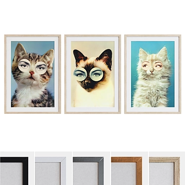 Cat-Eyed Collage Picture Frame Set 3D model image 1 
