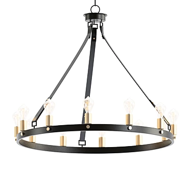 Bronze and Leather Chandelier 3D model image 1 