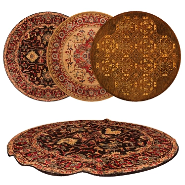 Round Rugs Set with VRayFur 3D model image 1 